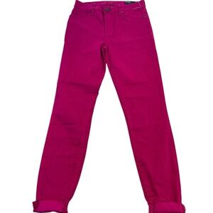 Kut From The‎ Kloth Pants High Rise Ankle Skinny Light Weight Raw Hem Fuchsia 2